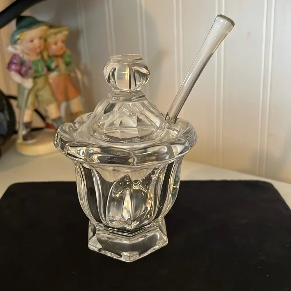 Baccarat crystal jam jar lid & spoon